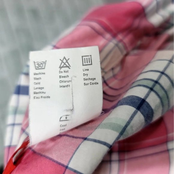 Vintage Y2K Esprit JRS M Pink Plaid Cotton S/S Button Front Shirt Preppy - Picture 8 of 8